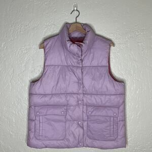 J. Crew Women's Pink Puffer PrimaLoft  Vest Pockets Zipper Button Closure Medium